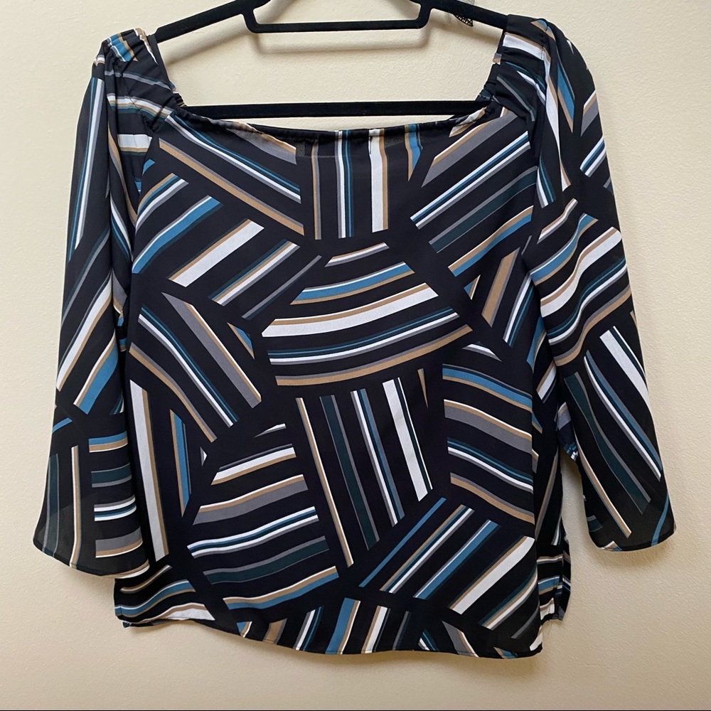 Bailey 44 Anthropologie Black Off Shoulder Top 3/4 Sleeves Small EUC